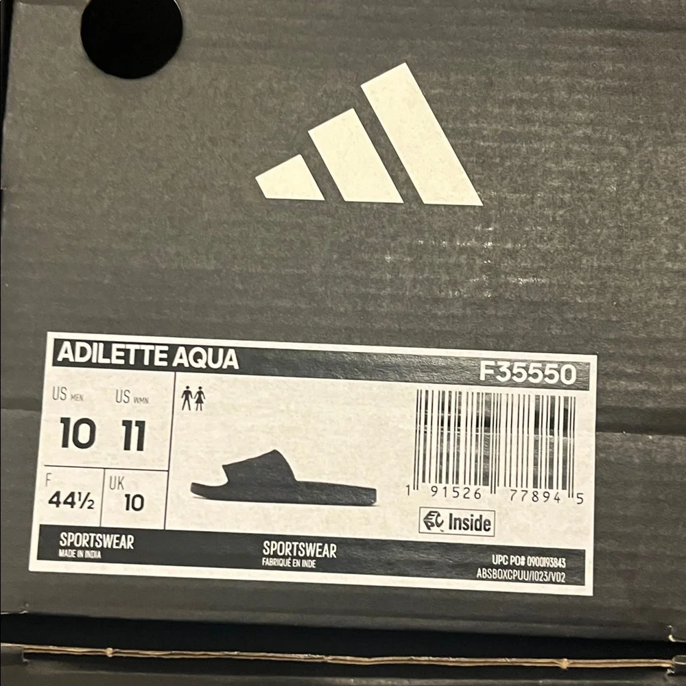 Adidas Adilette Aqua Slides Sandals Shoes black F35550 new Mens Size 10